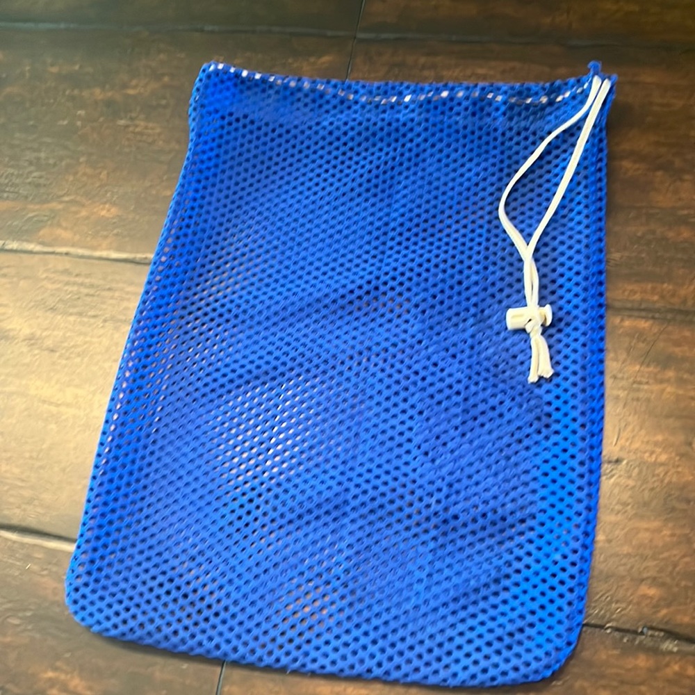 Blue mesh pointe shoe bag
